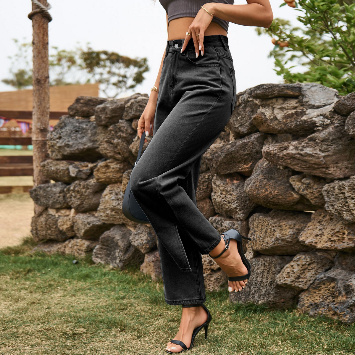 Women?™s Split Hem Jeans ??Washed Mid Rise Fi_CWJP0619