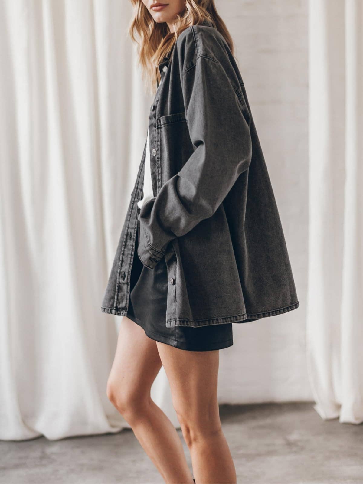 BAGGY CASUAL VINTAGE LONG-SLEEVED DENIM JACKET