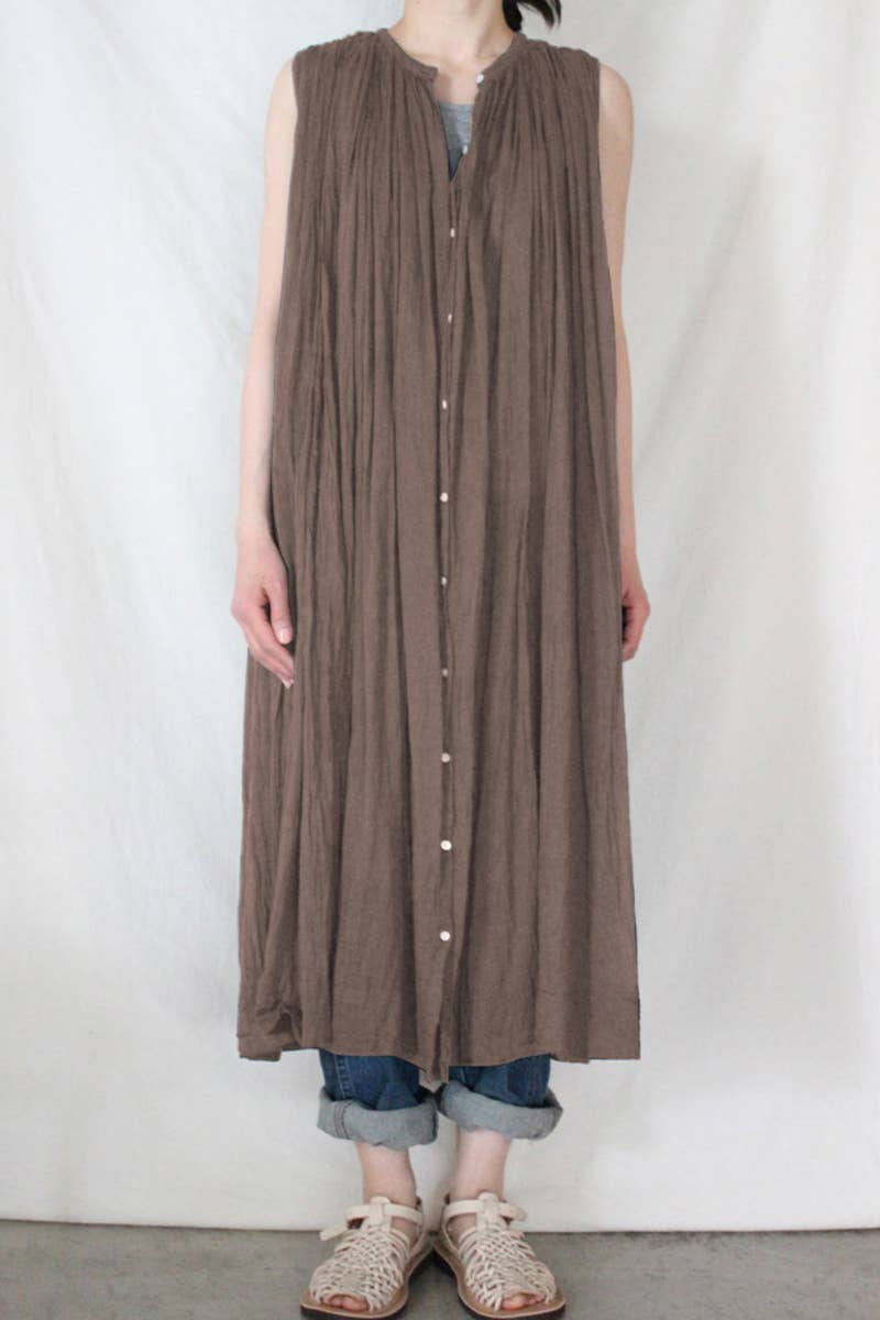 COTTON ART LOOSE PLEAT DRESS WITH LARGE SWING