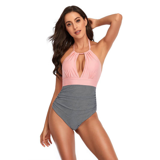 OPEN BACK HOLLOW TIE ONE PIECE SWIMSUIT_CWMW0304