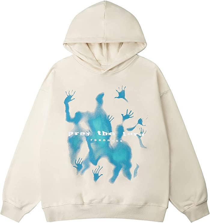 FOAMED LOVE LETTER GRAFFITI PRINTED FLEECE HOODIE
