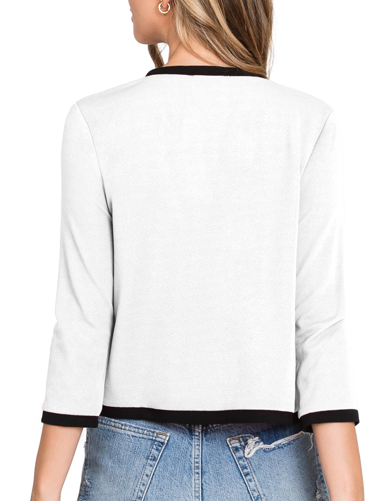 CWOBL103_3/4 Sleeve Bolero Open Front Cardigan