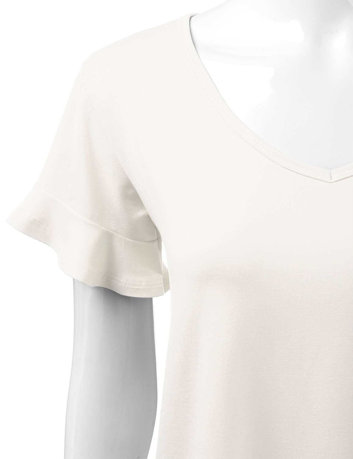 CWTTS681_Casual Tshirt V Neck Short Sleeve Loose blouse