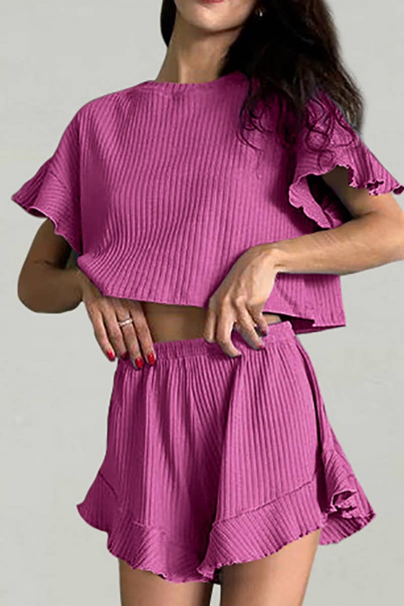 CWSPJ0228_COMFORTABLE AND SOFT RUFFLED TWO-PIECE PAJAMAS