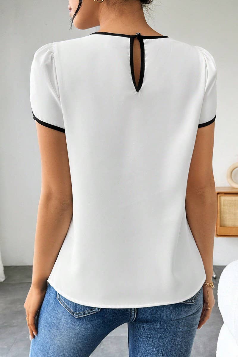 CWTBLS2017_SOLID COLOR CREW NECK LOOSE PULLOVER TOP