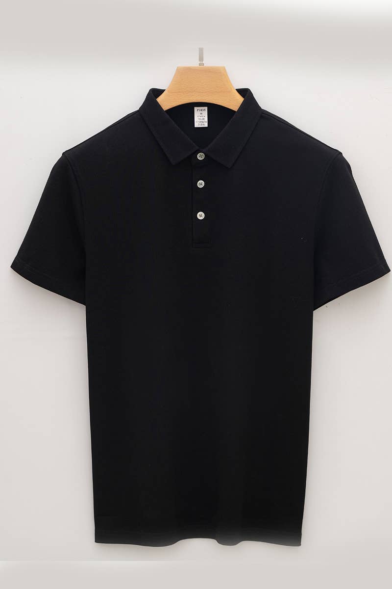 CWTBLS1787_MEN'S SIMPLE SEAMLESS COLLAR POLO SHIRT