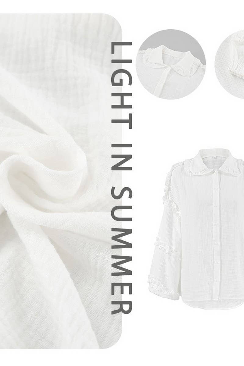 CWTSTL00922_LACE LANTERN SLEEVE LOOSE LONG SLEEVE SHIRT