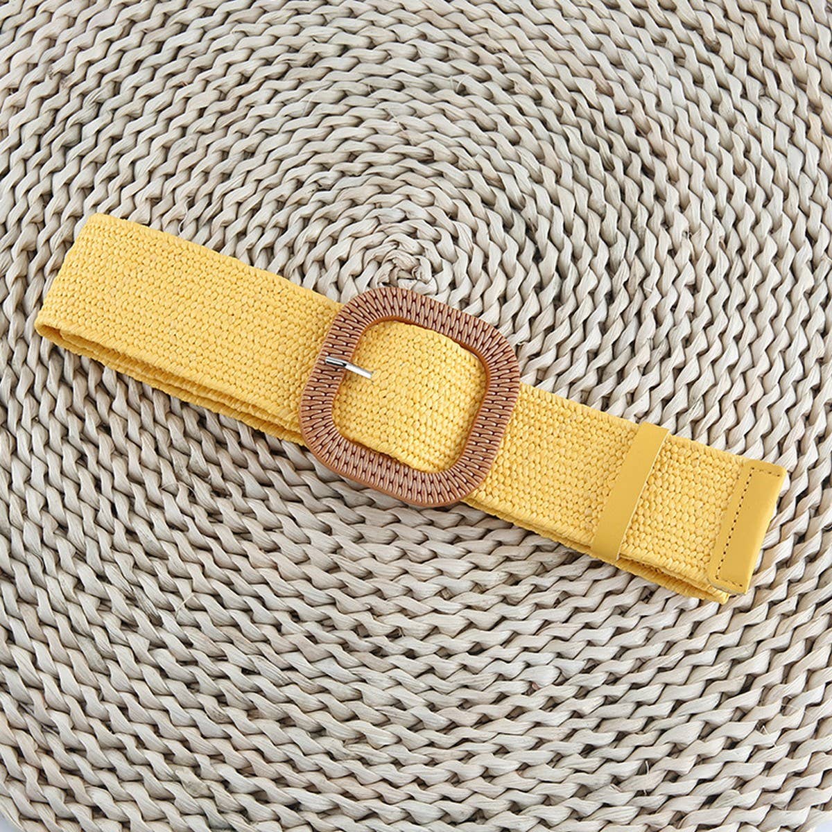 CWABE0545_VINTAGE BRAIDED SQUARE BUCKLE BELT