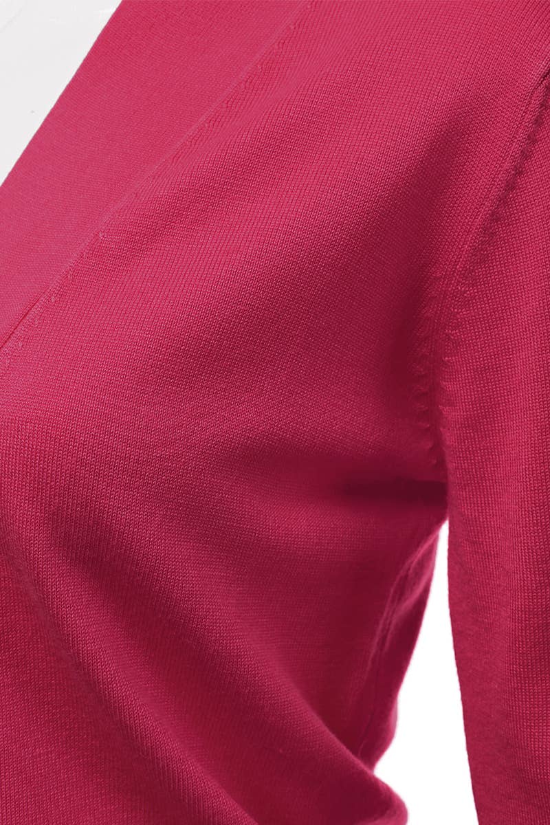 AWOCAS074_Basic 3/4 Sleeve Open Front Cropped Cardigan