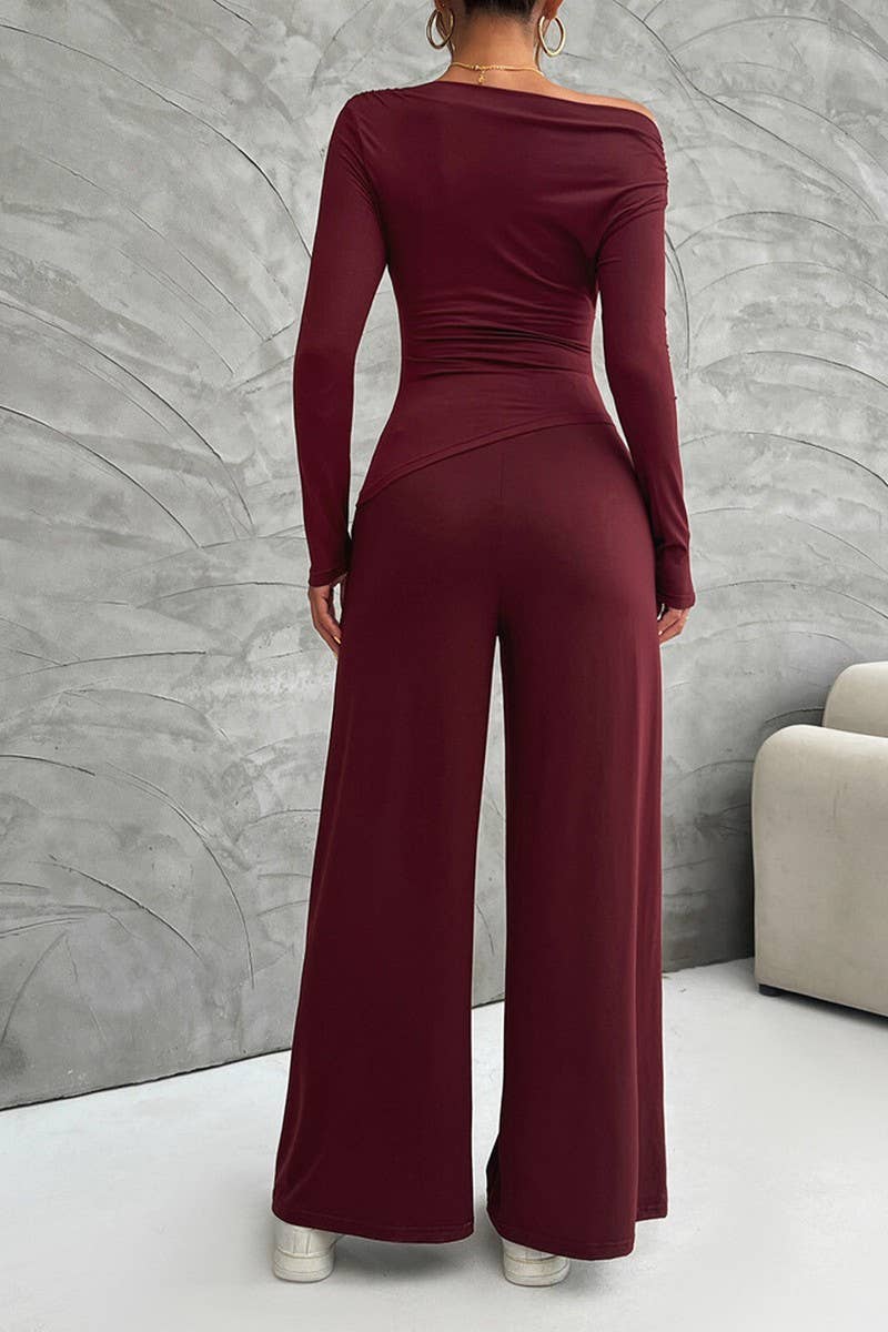 CWSTB1007_SLIM-FIT LONG-SLEEVED TOP AND WIDE-LEG PANTS SET