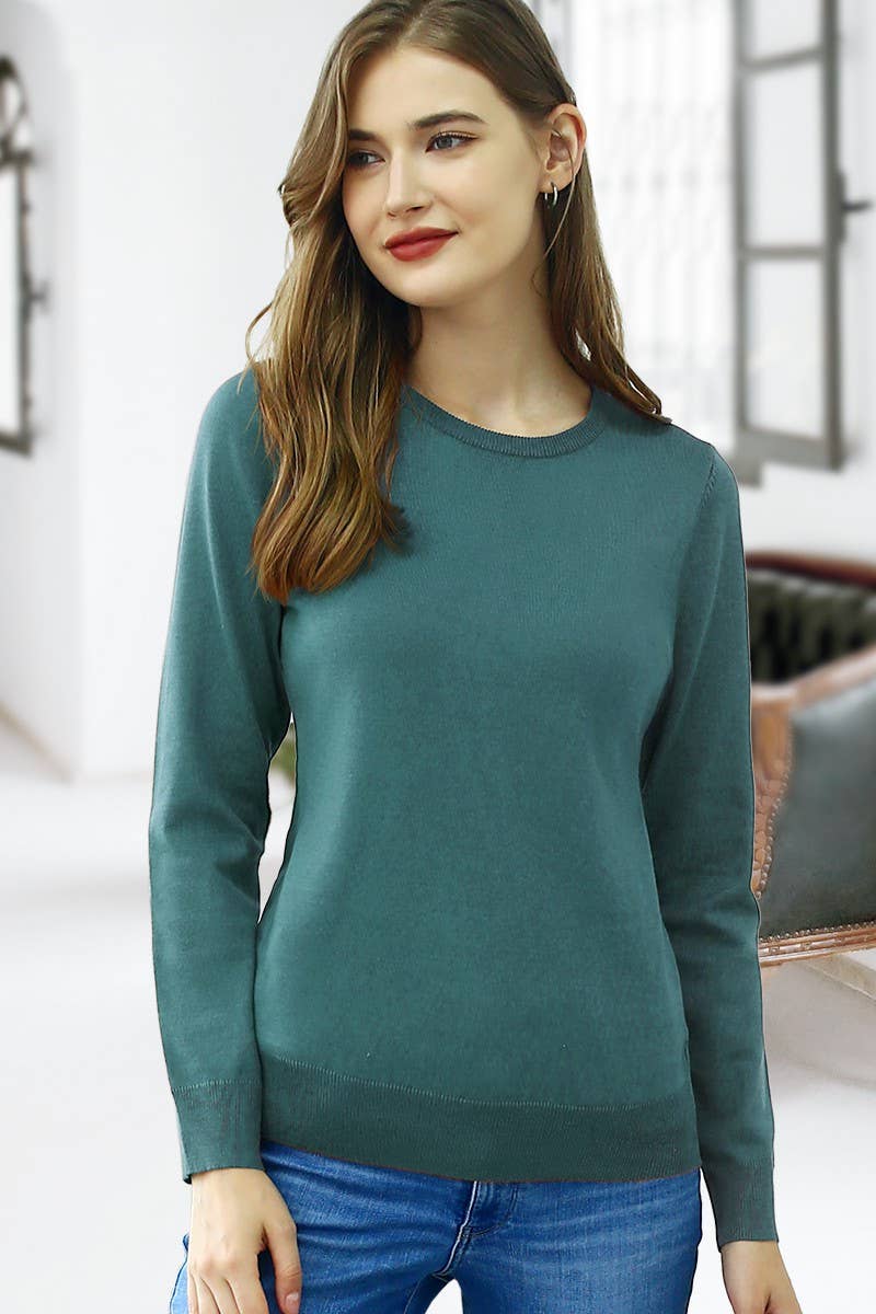 AWOSWL283-P_LONG SLEEVE CREW NECK PULLOVER SWEATER