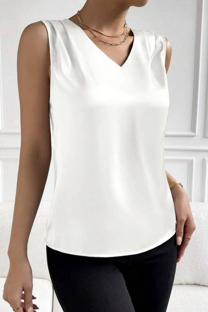 CWTBLSL0642_SUMMER ELEGANT V-NECK VEST ALL-MATCH SHIRT