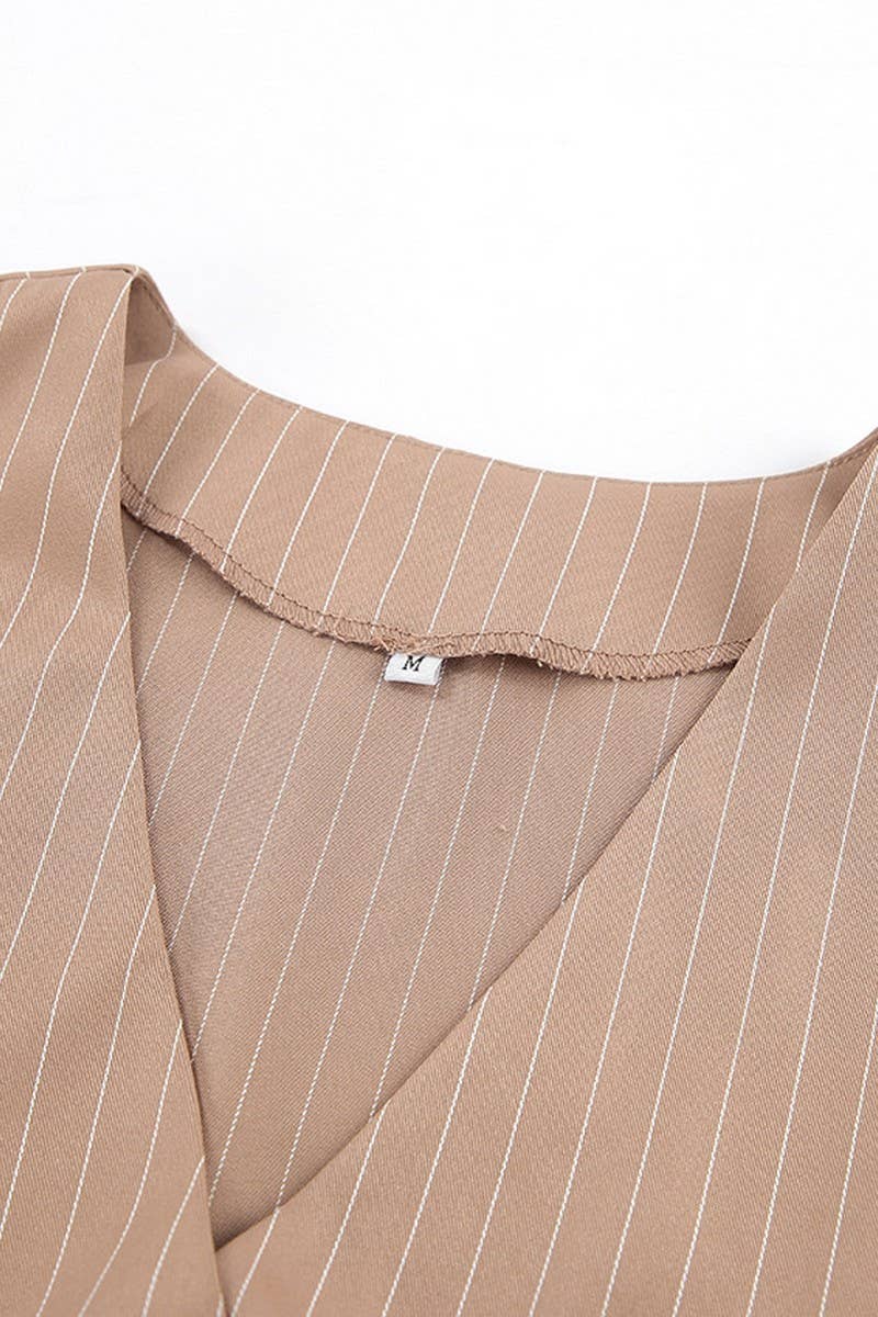 CWSJB0055_RETRO V-NECK STRIPED SUIT TWO-PIECE SUIT