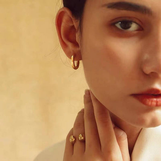 FASHIONABLE GOLD AND SILVER PLATED EARRINGS