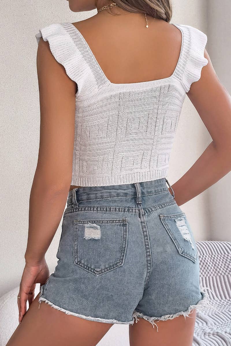 CWOV0282_SLEEVELESS KNIT CROP TOP WITH WOODEN EAR TRIM