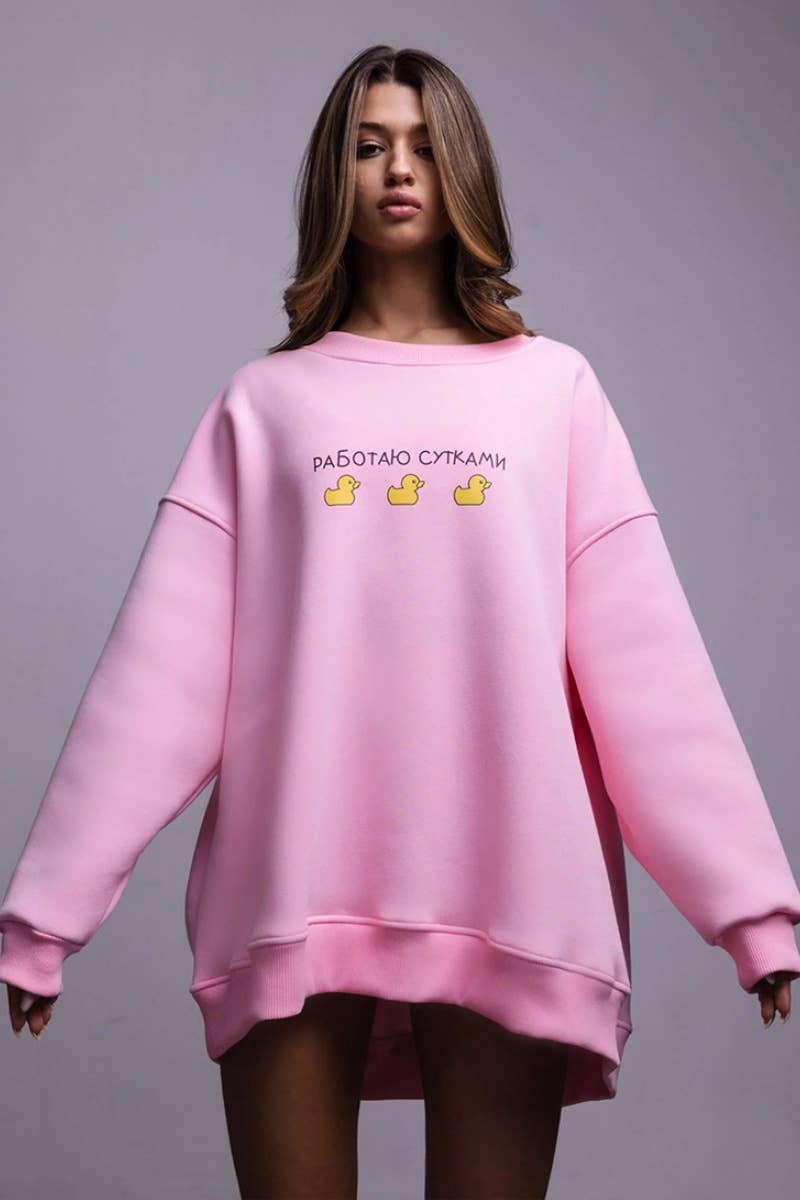 CWTBLL1667_AUTUMN WINTER DUCK PRINT LONG-SLEEVED HOODIE