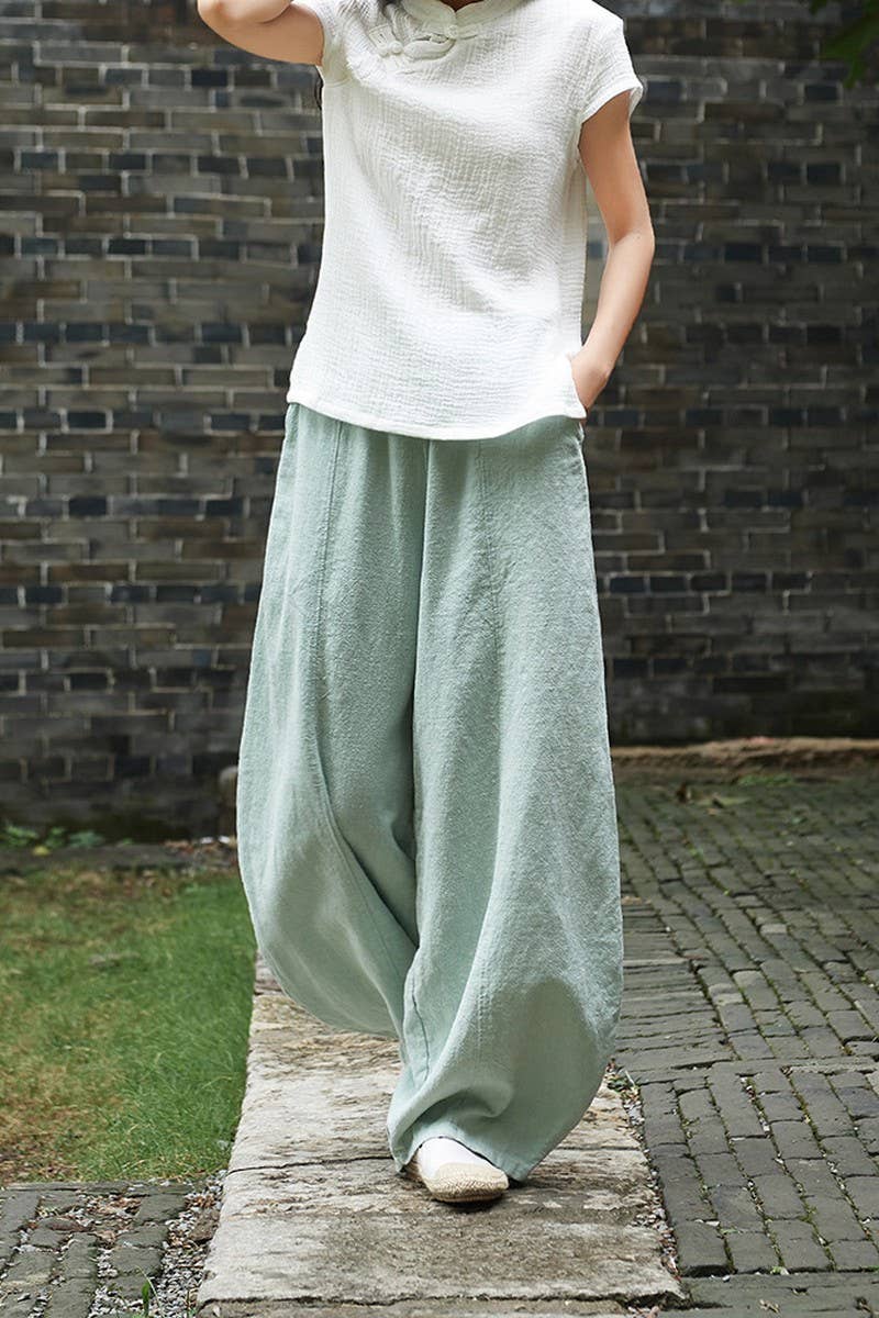 CWBLP1375_COTTON AND LINEN WASHED LOOSE CASUAL BLOOMERS