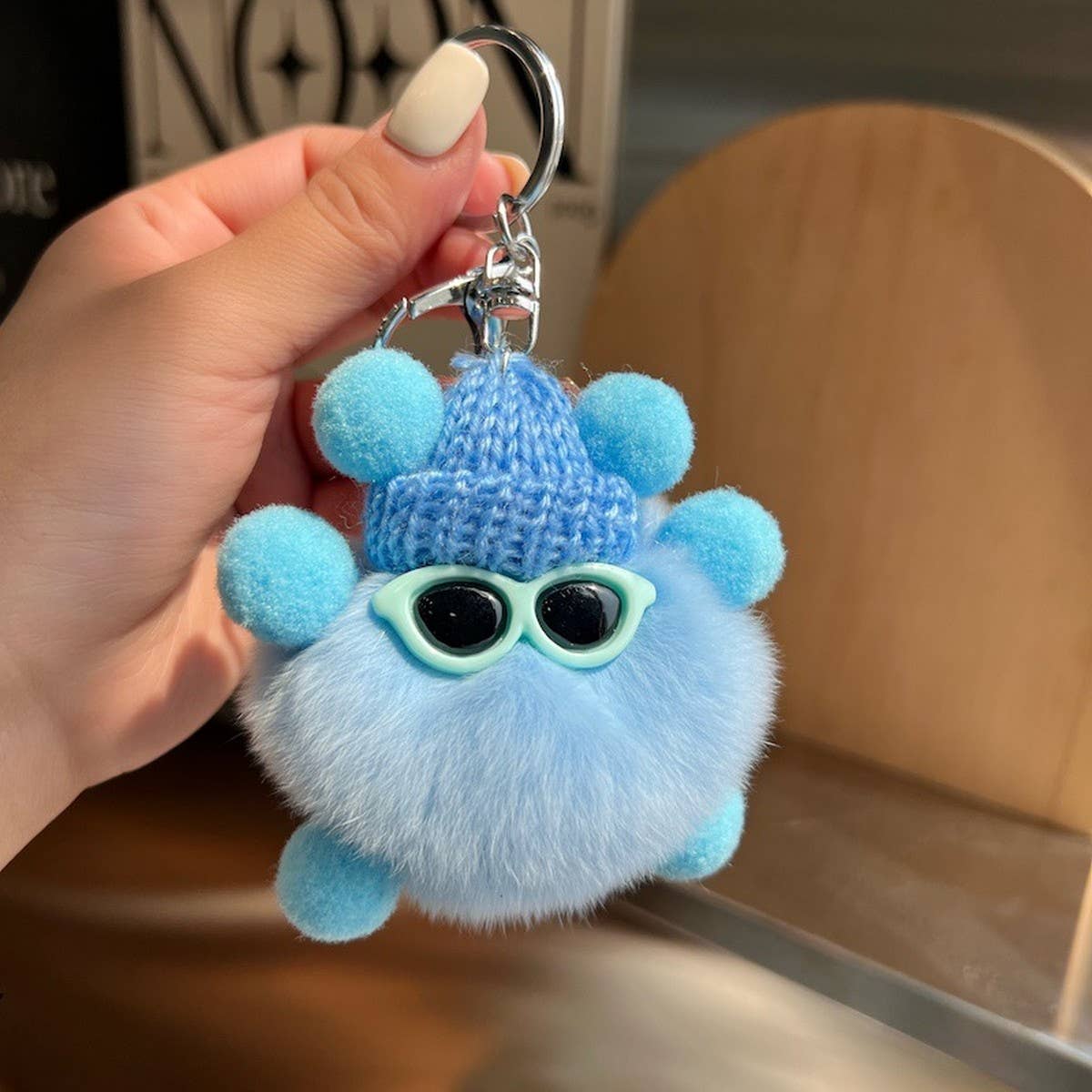 CUTE RABBIT FUR BRIQUETTES CAR KEYCHAIN PENDANT