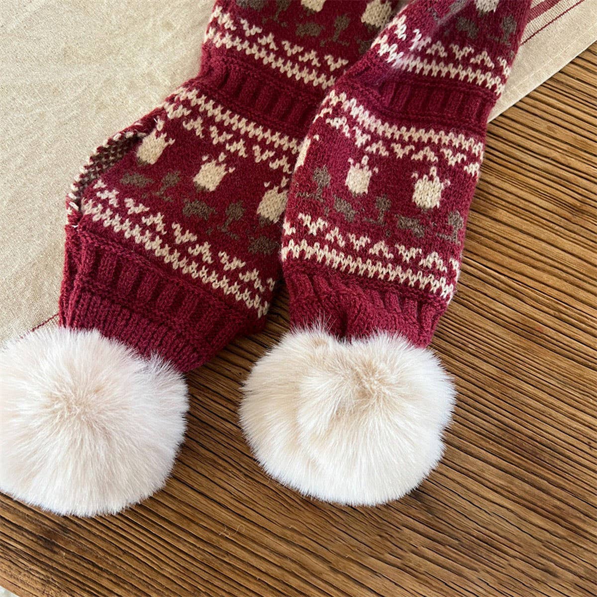 CUTE DOUBLE BALL WARM CHILDREN'S KNITTED SCARF