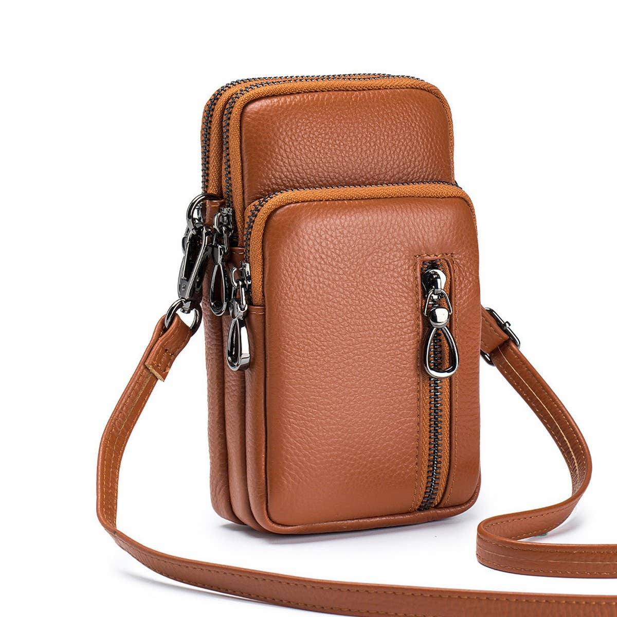 Stylish Leather Multi-Zip Handbag_CUAB00371
