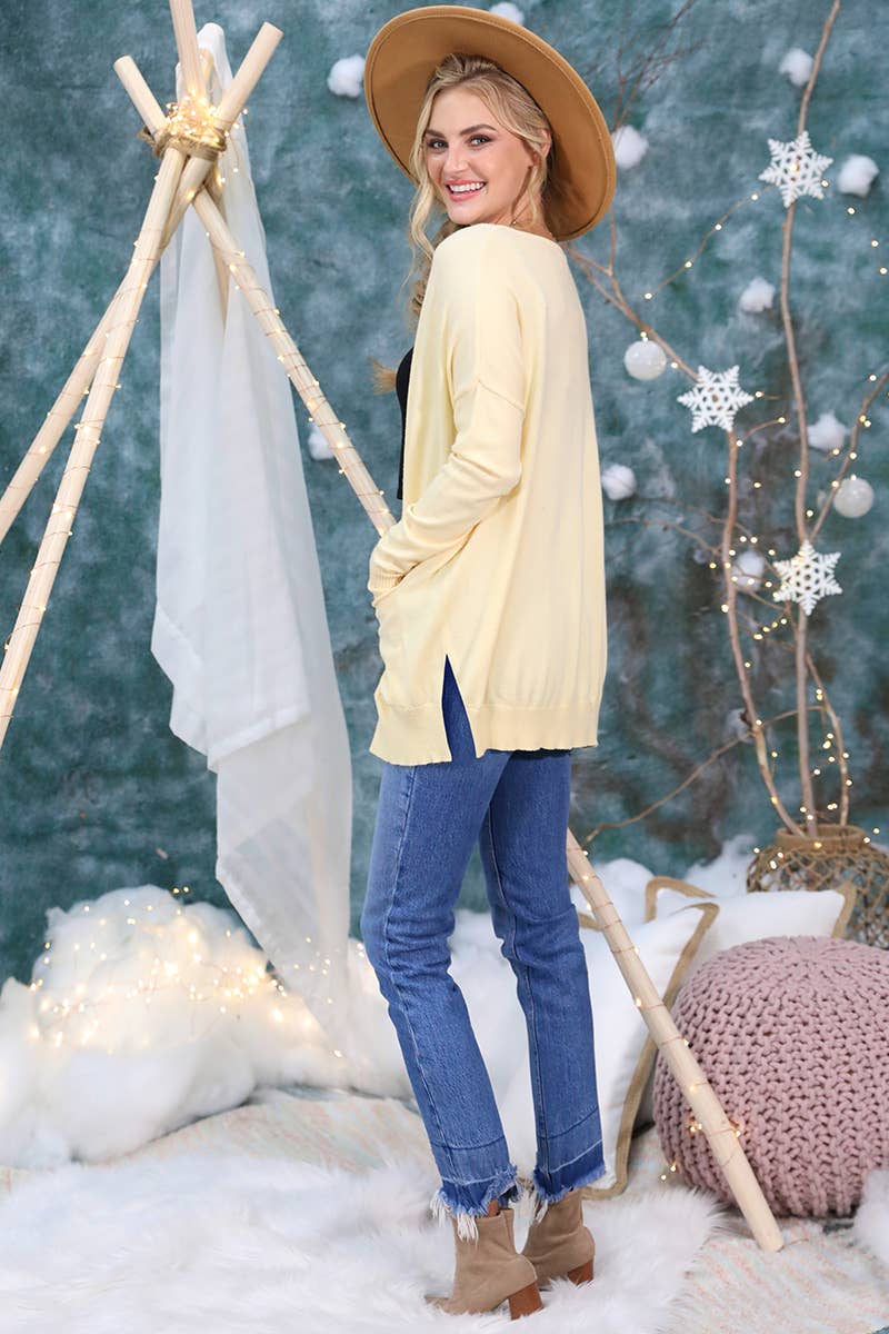 CWOSWL1827_LOOSE FIT WITH POCKET SWEATER CARDIGAN