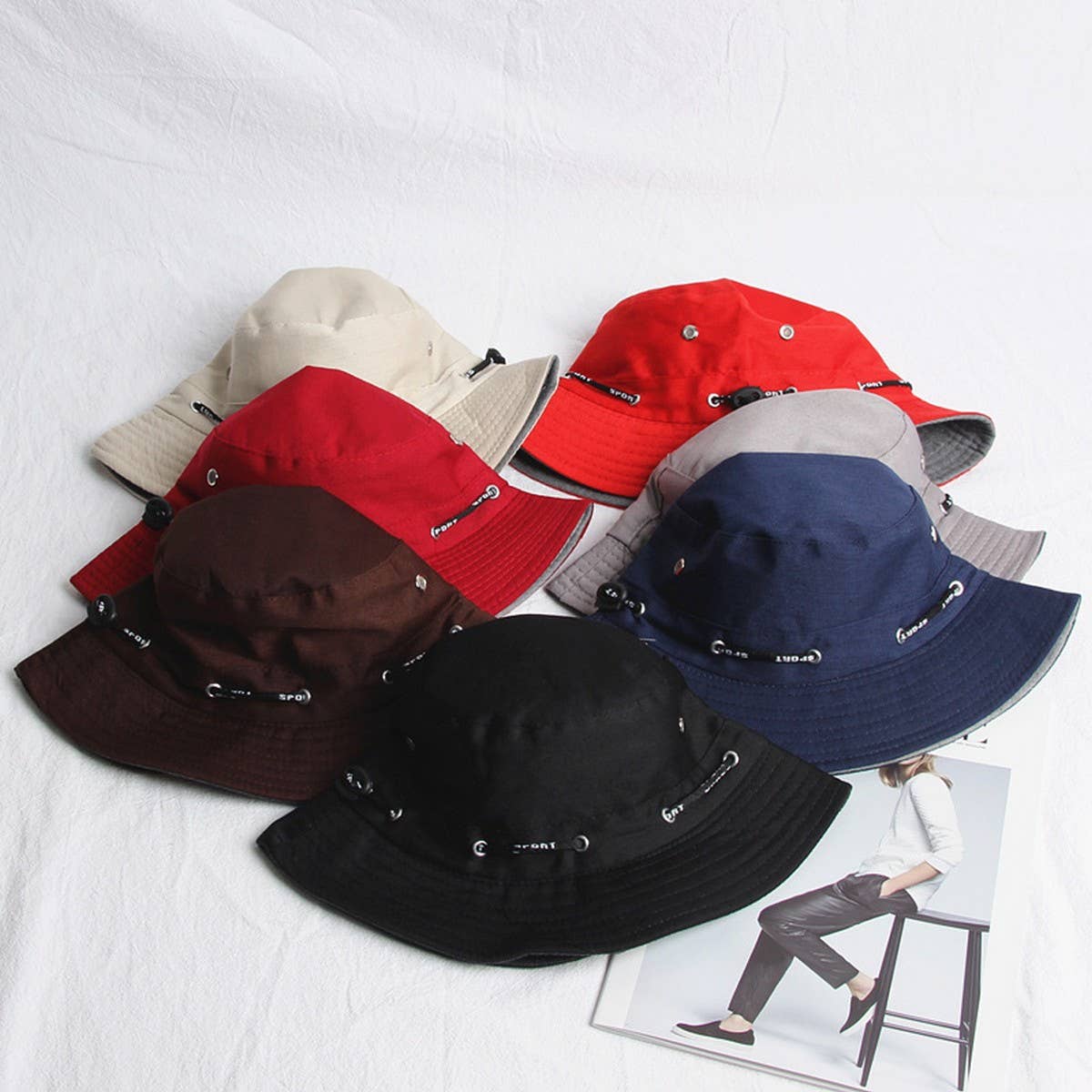 CWAH1519_SOLID COLOR CASUAL REVERSIBLE SUNSCREEN BUCKET HAT