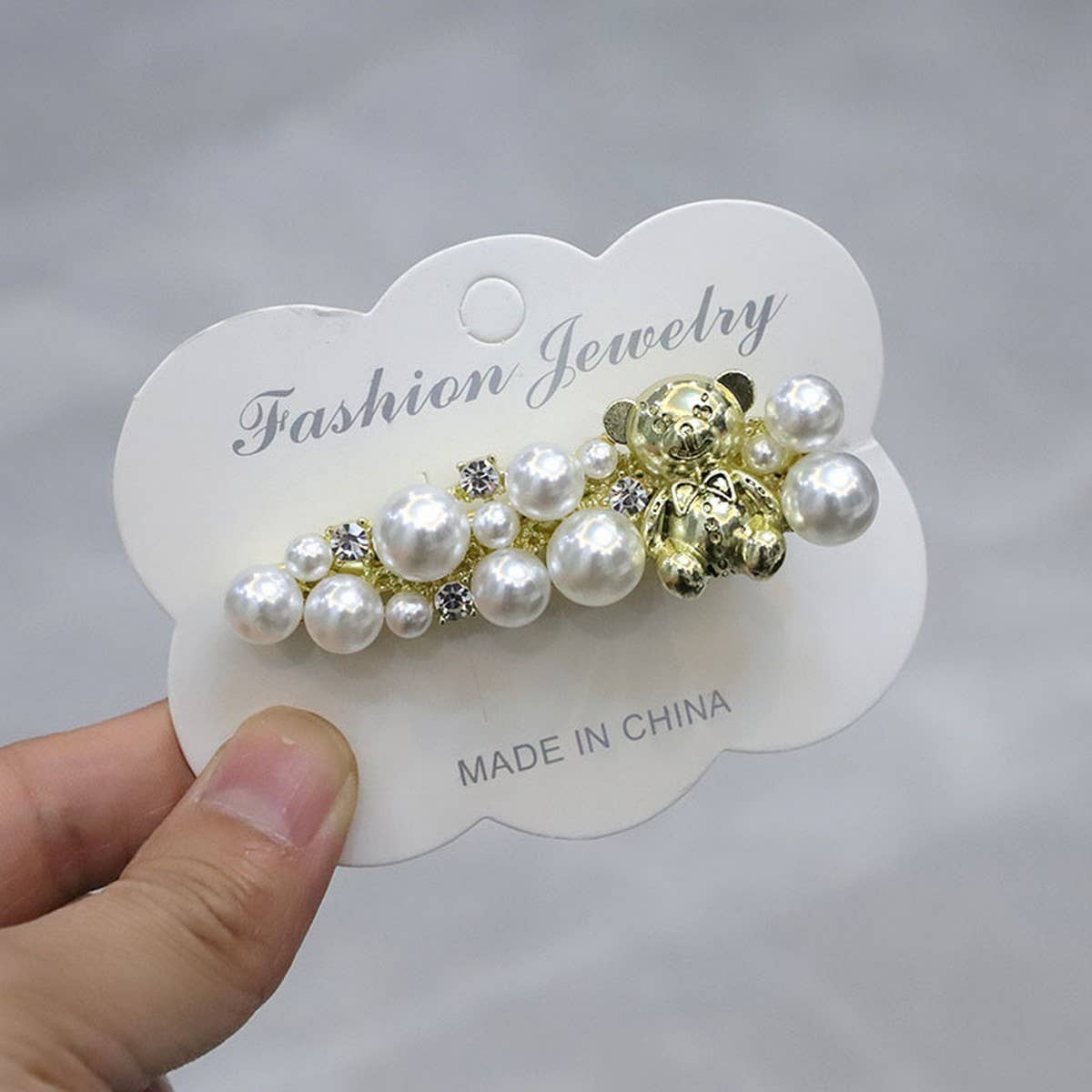PEARL BEAR RABBIT RETRO HAIRPIN SIDECLIP BANGSCLIP_CWAHA4749