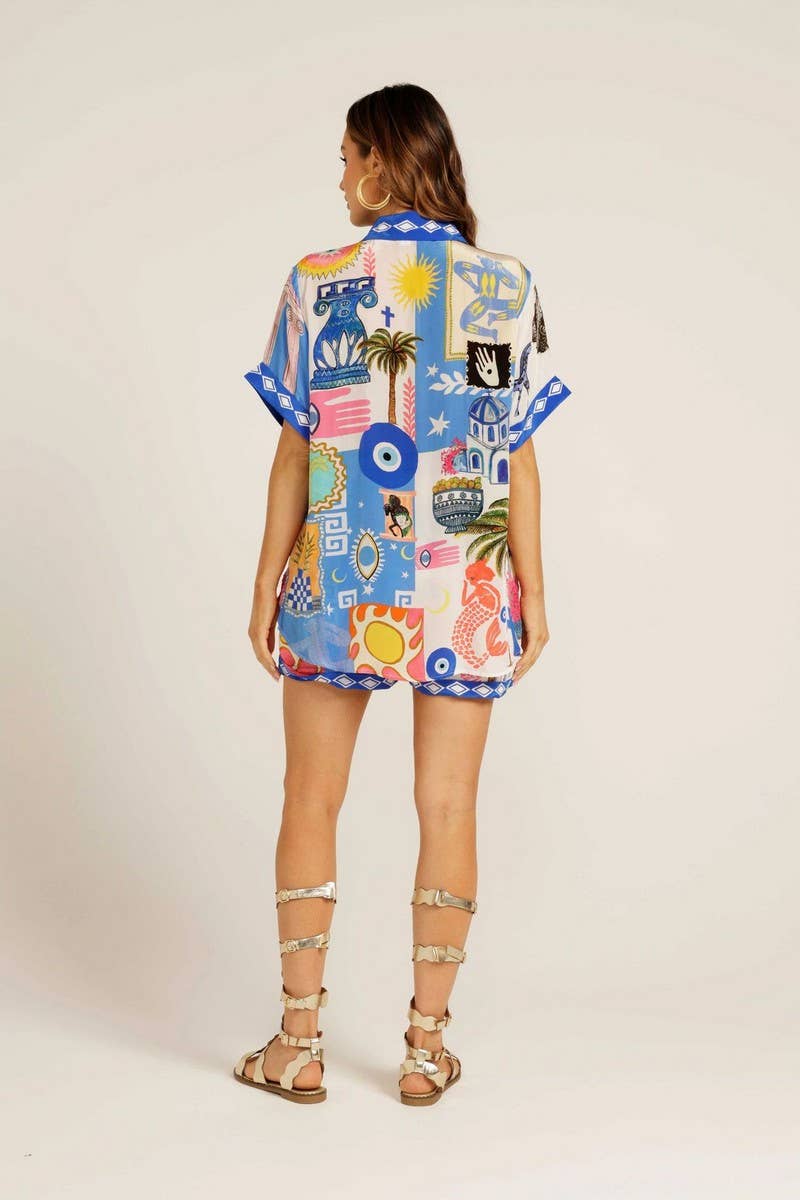 CWSTB1790_PRINTED OPEN SHIRT AND SHORTS LOUNGE SET