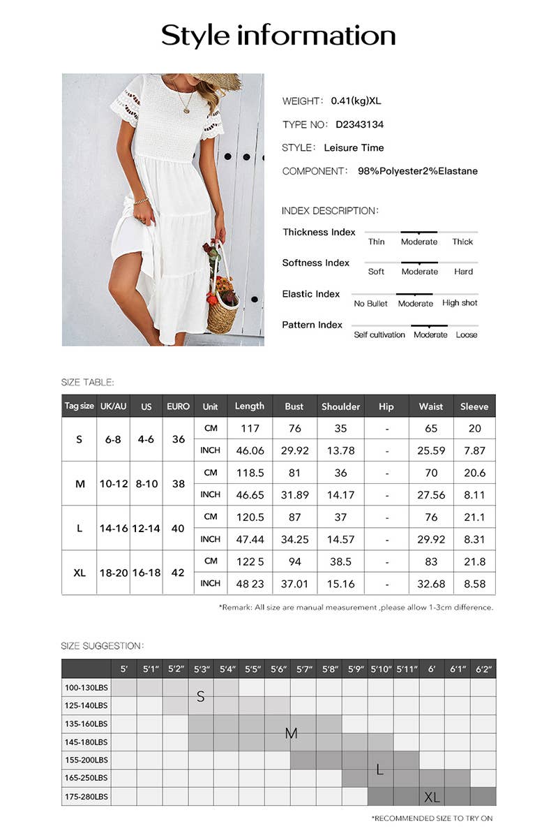 CWDMD6447_TEMPERAMENT SOLID COLOR SHORT SLEEVE HOLLOW DRESS