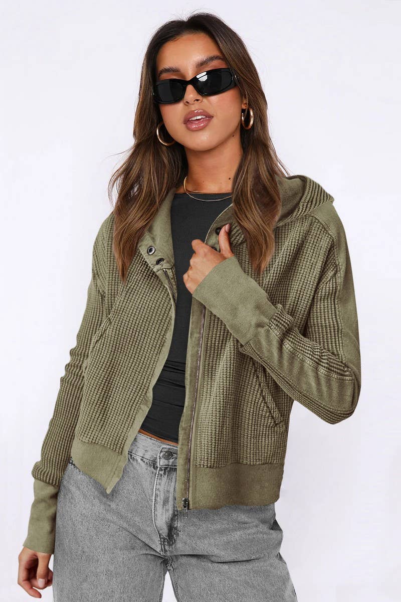 CWOJA1749_SLOUCHY ZIP-UP CROPPED PANEL HOODIE JACKET