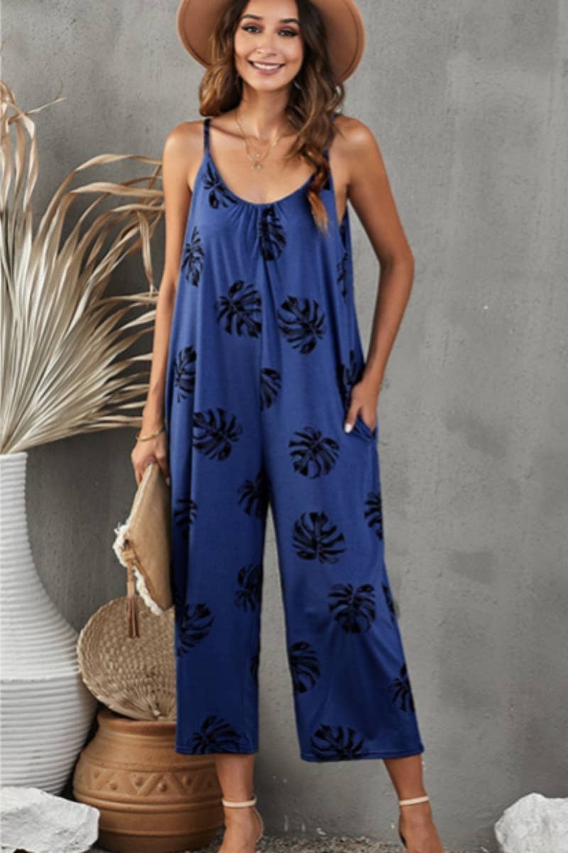 CWSJS1112_SLEEVELESS PRINTED HALTER ROMPER MID-LENGTH