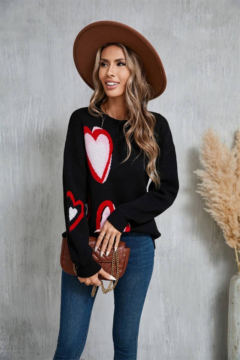 CWOSWL5781_VALENTINE'S DAY HEART PEACH SWEATER CARDIGAN