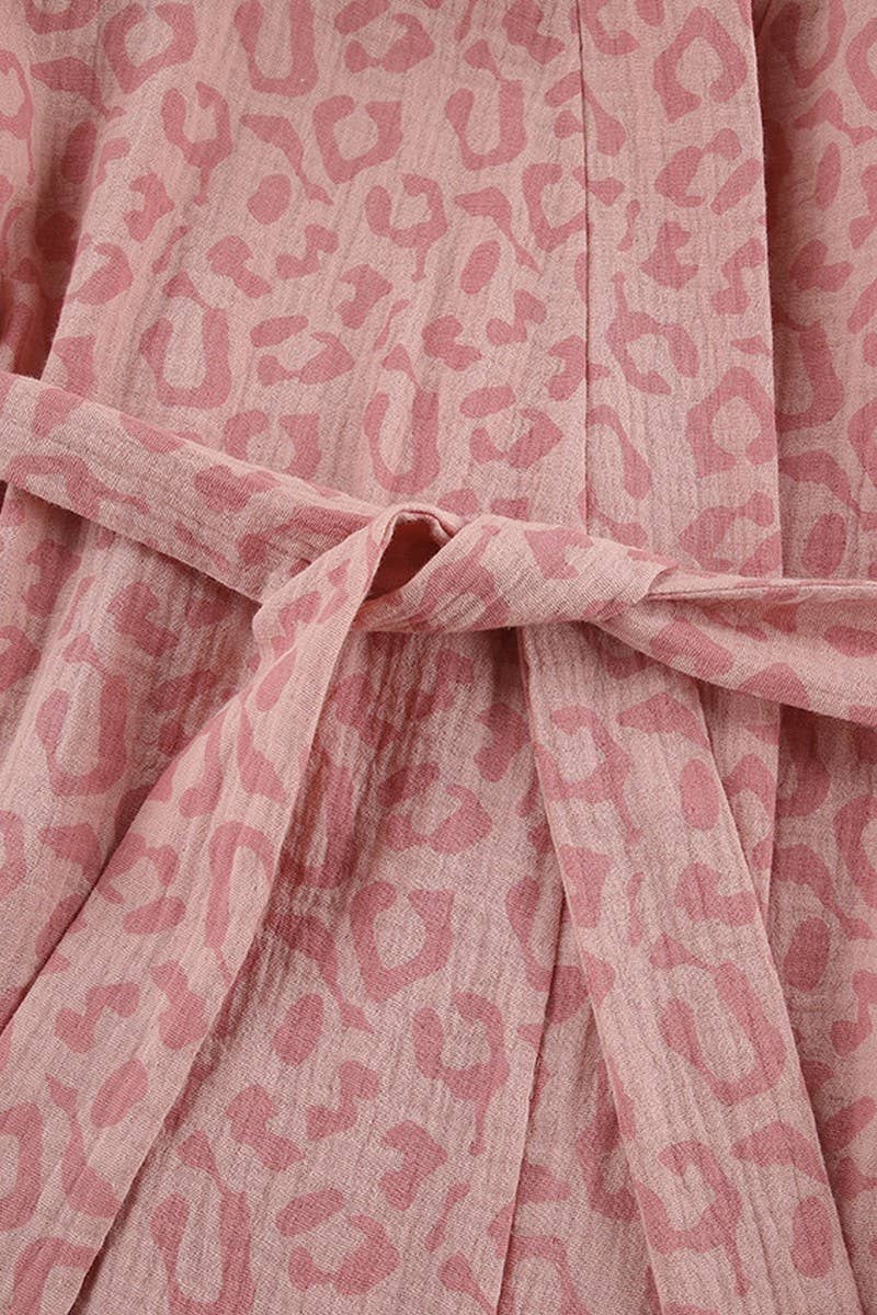 CWSPJ0250_LONG-SLEEVED PINK LEOPARD PRINT CARDIGAN ROBE