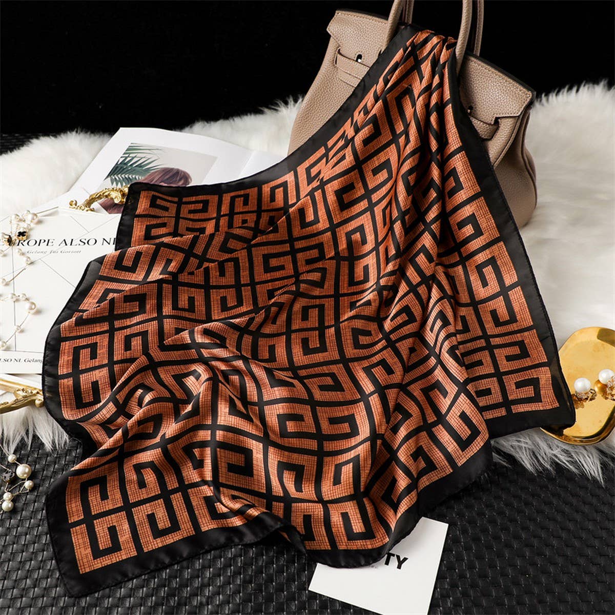 Luxury Small Silk Scarf,Versatile Shawl
