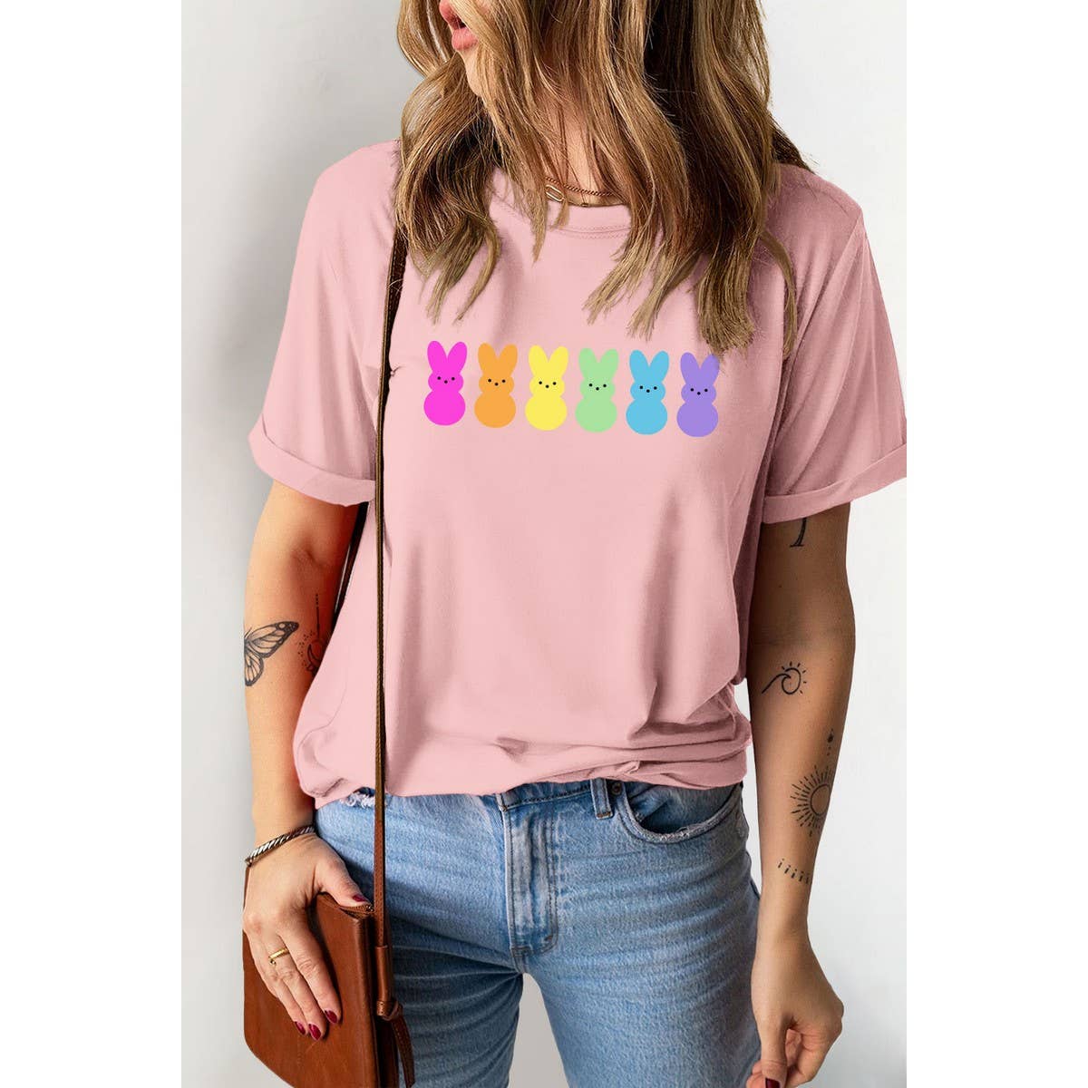 CUTE PRINTED BUNNY ROUND NECK T SHIRT FOR EASTER_CWTTS0790