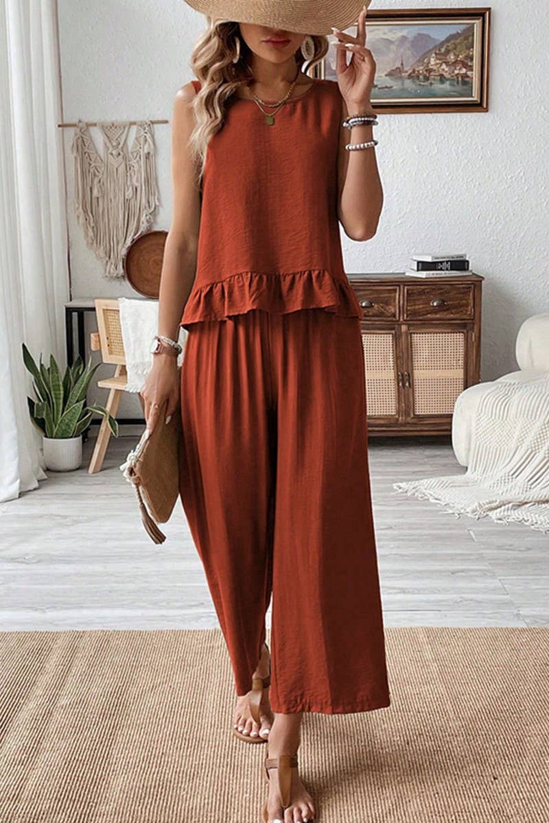 CWSS1228_CASUAL SLIM FIT SOLID COLOR SLEEVELESS SUIT