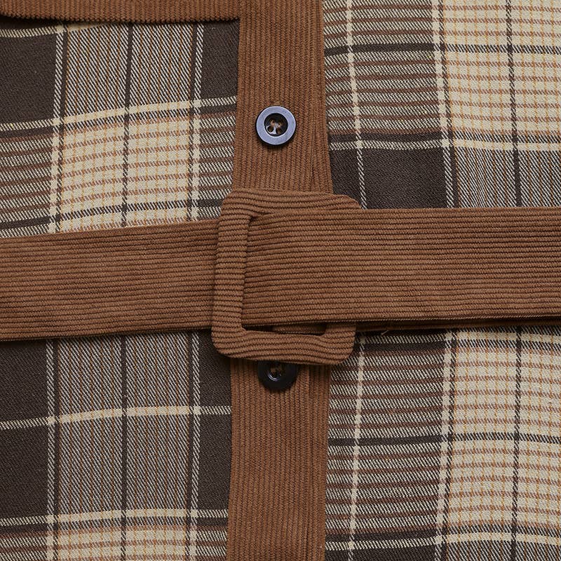 Casual retro-style patterned patchwork dress