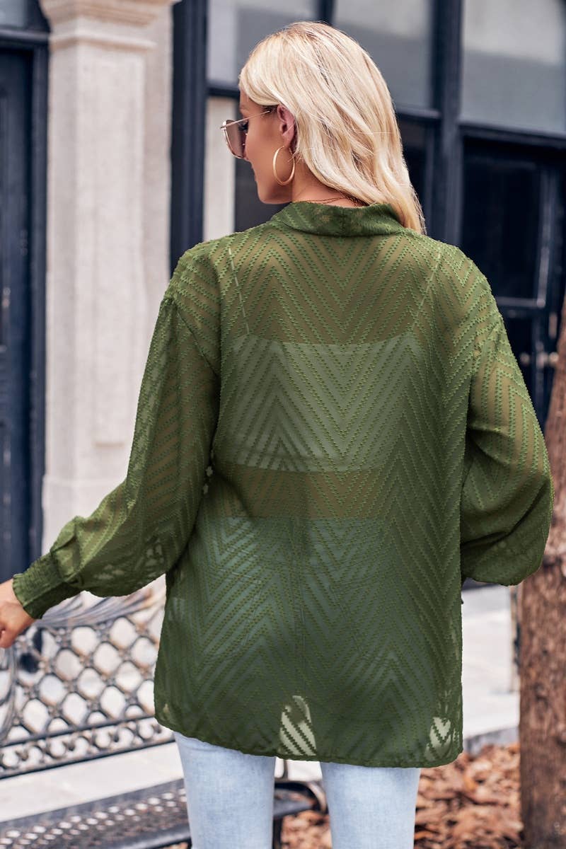 CWOCO1085_CASUAL SOLID COLOR LONG SLEEVE JACQUARD COAT