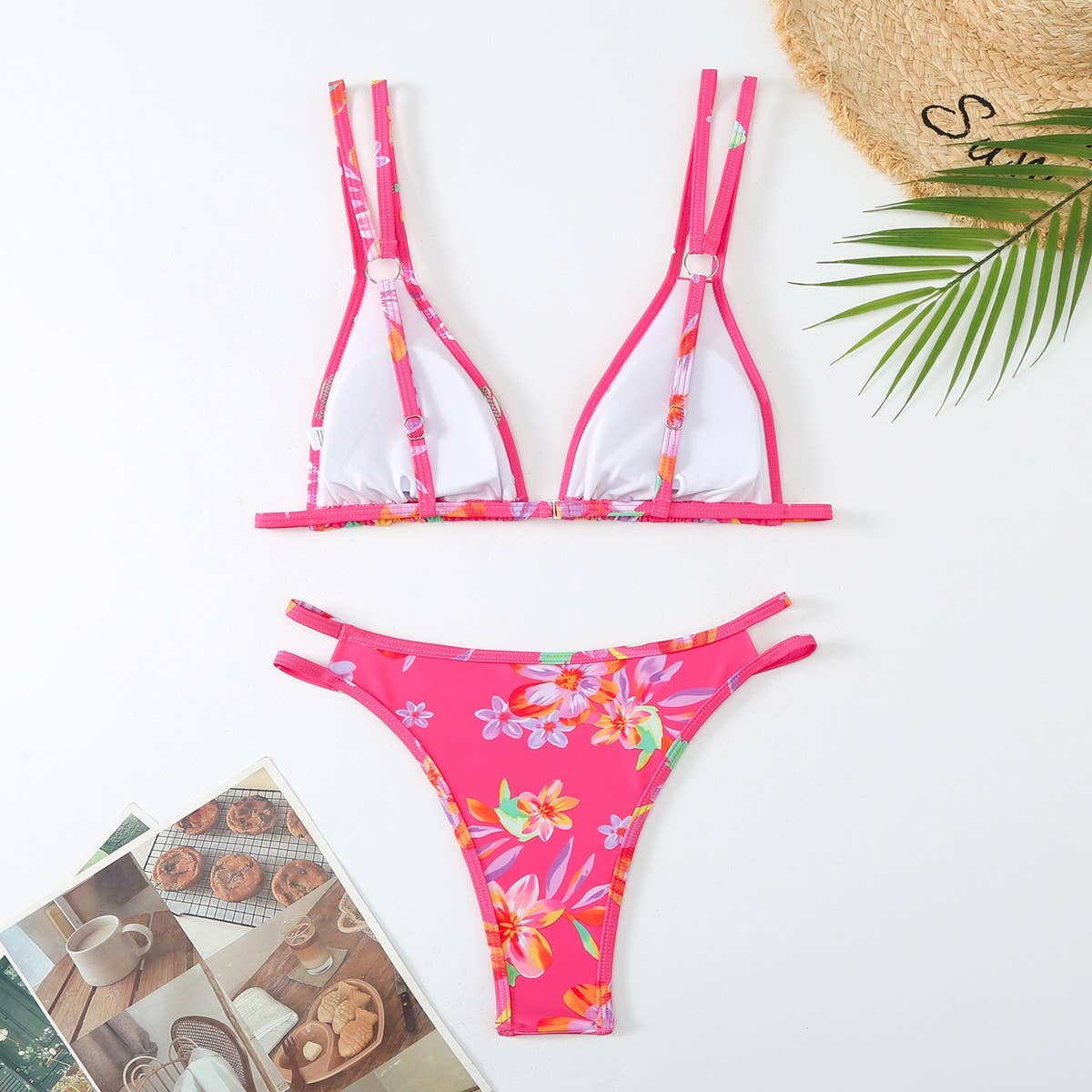 PRINTED BIKINI SET - SEXY DOUBLE STRAP SWIMSUIT_CWMW0914