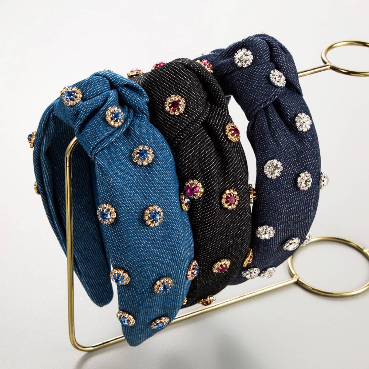 FASHIONABLE WIDE CENTER KNOT DENIM HEADBAND