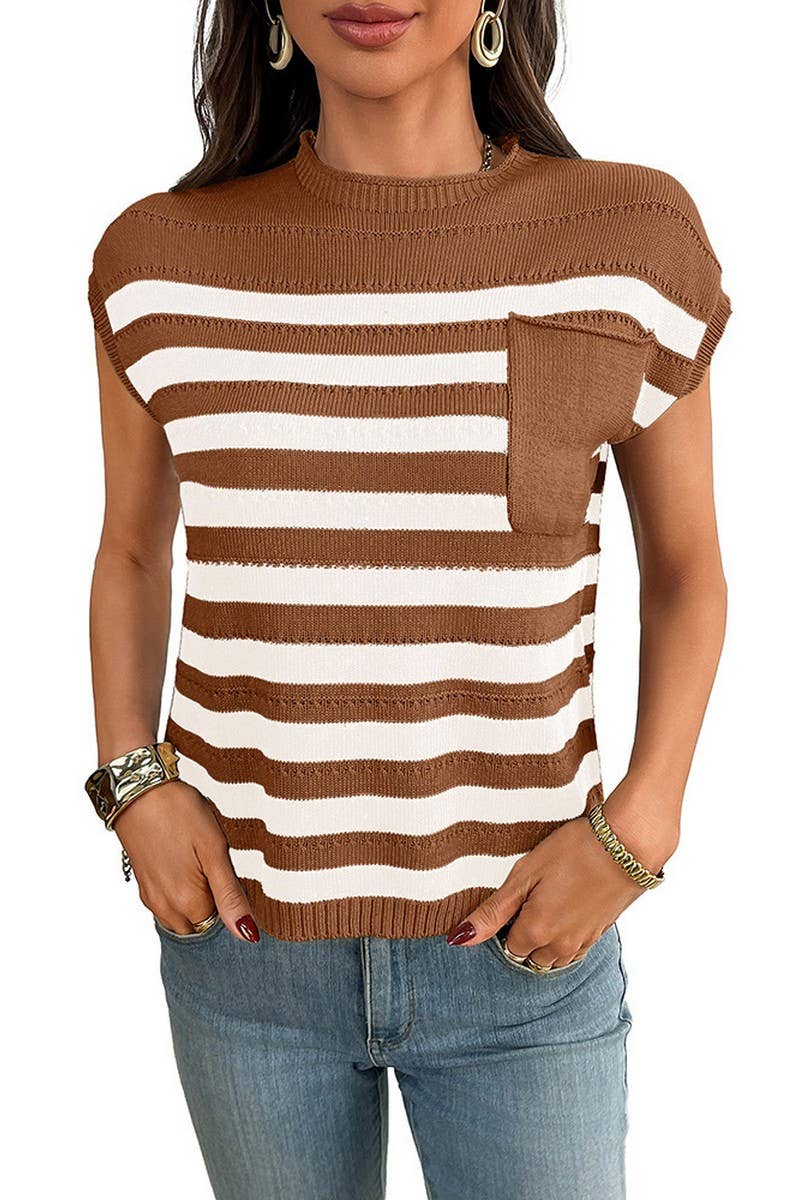 CWOSWS0142_CREW NECK CHUNKY KNIT STRIPED SWEATER