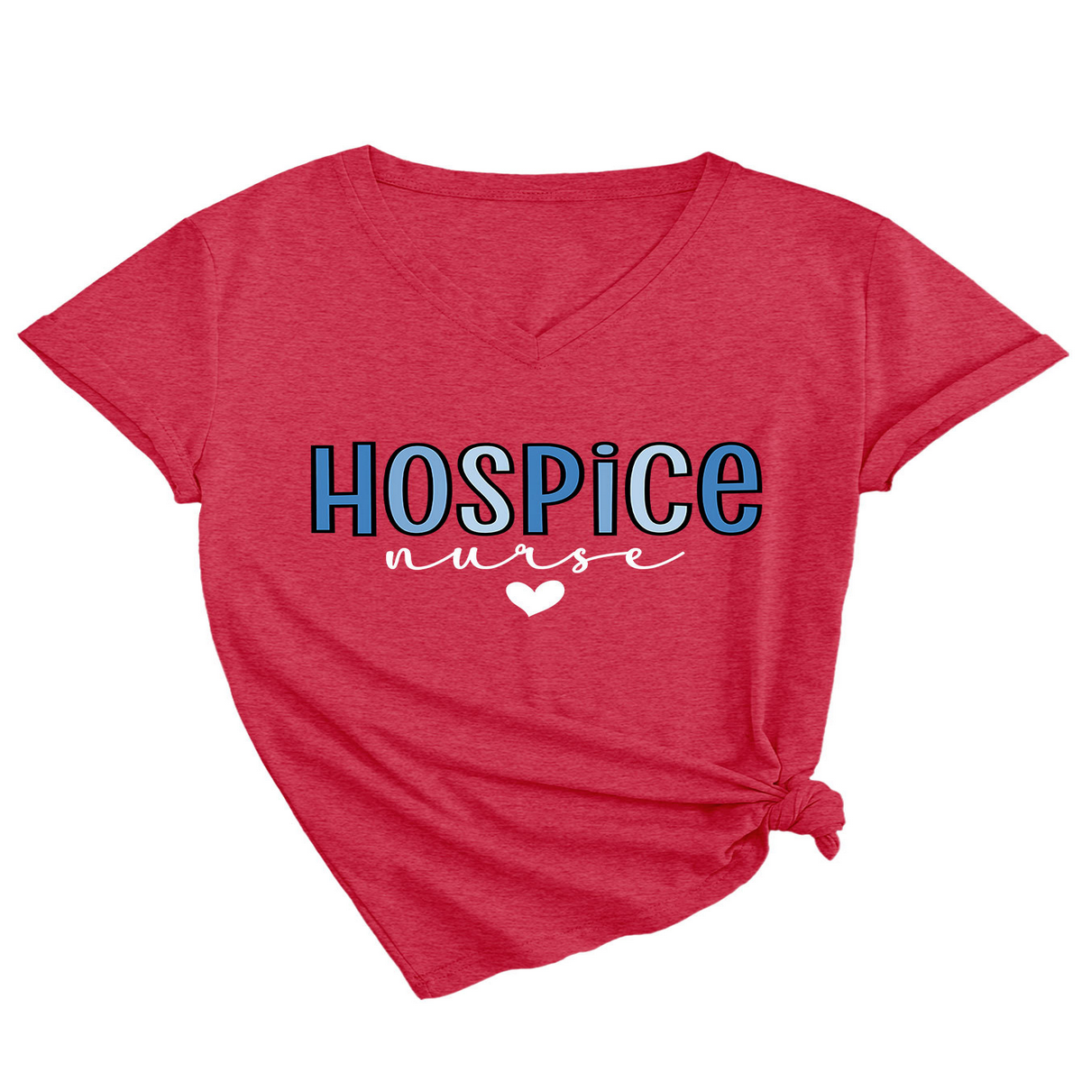 Heart Print V-Neck Tee ? Women¡¯s Casual Loose