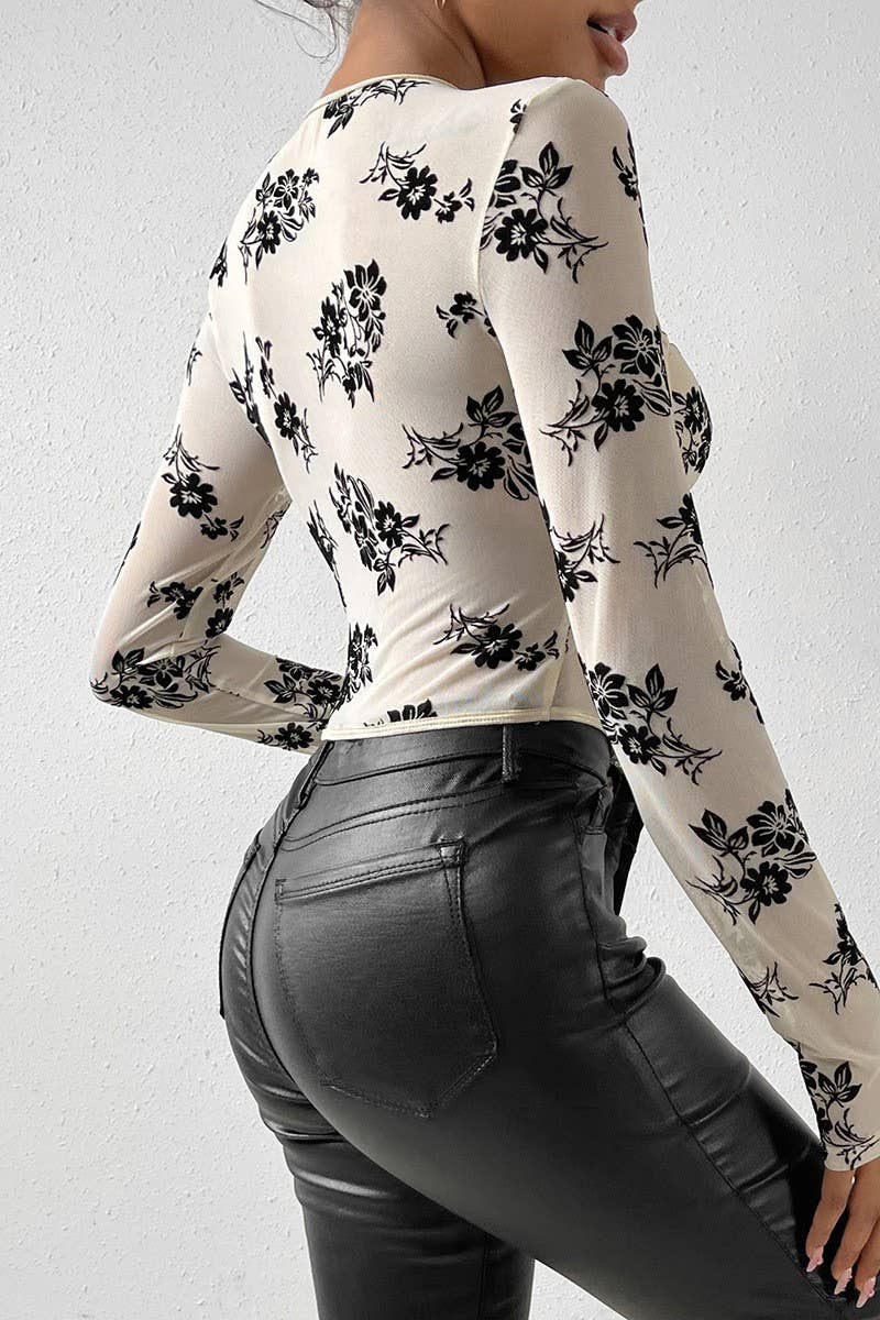 CWTBLL3618_HOLLOW LONG-SLEEVED UNDERWIRE FISHBONE TOP