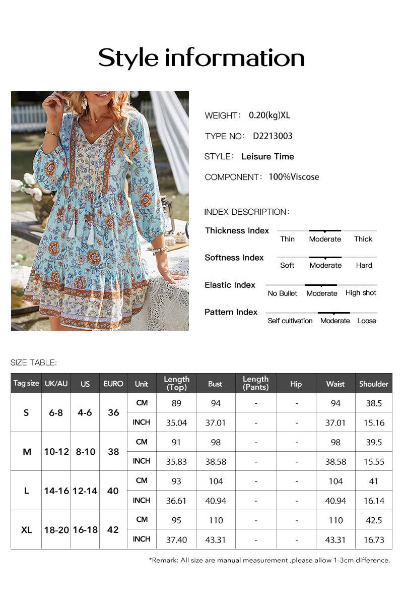 CWDSD8934_CASUAL BOHEMIAN PRINT PULLOVER DRESS