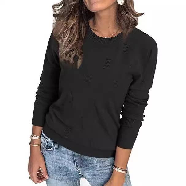 CASUAL COMMUTER PULLOVER SWEATER WITH THREAD NECK