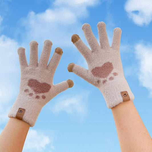 CARTOON CAT SCRATCHING GLOVES WINTER WARM GLOVES_CWAG0146