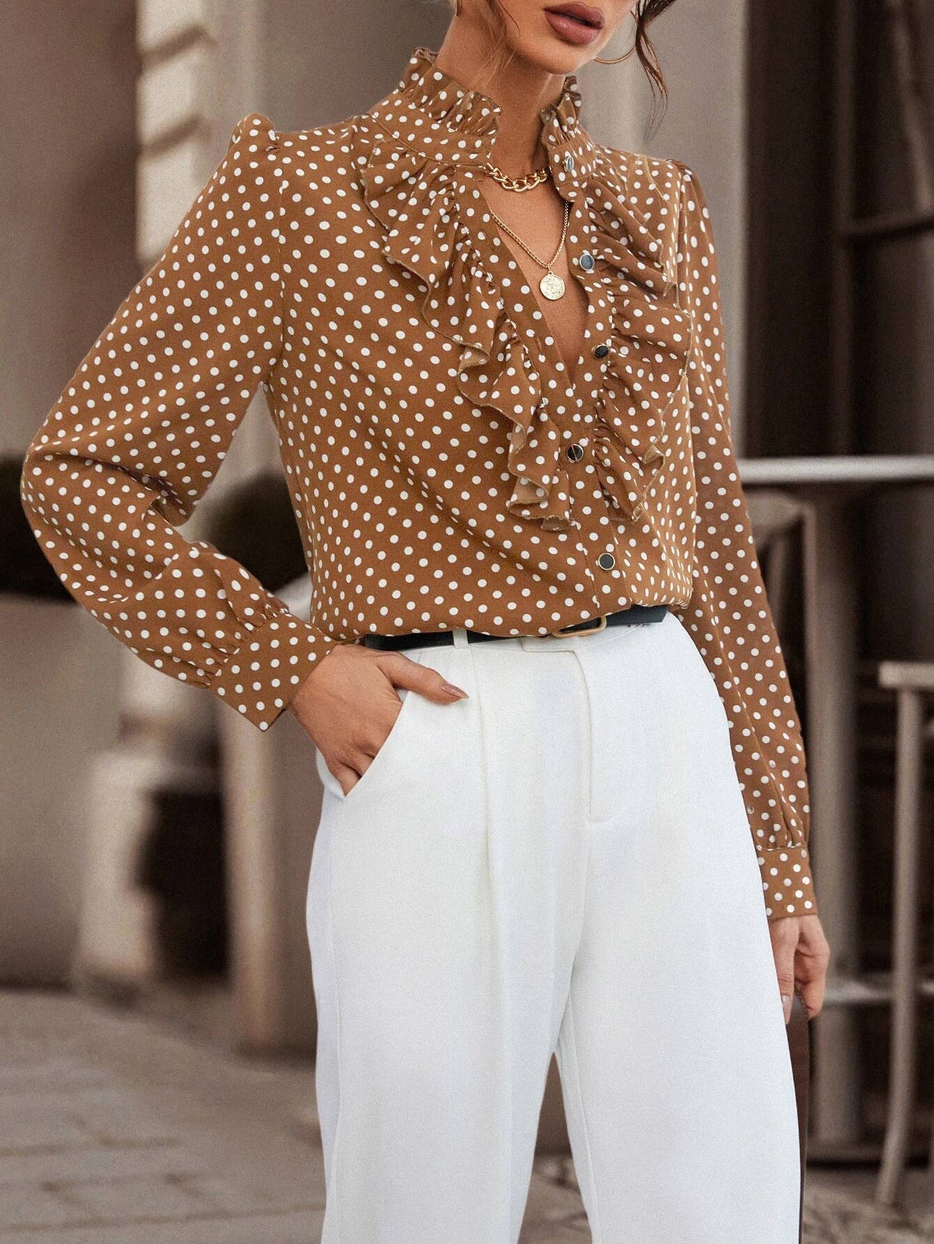 CWTBLL3899_FRENCH LACE COLLAR NICHE LONG SLEEVE SHIRT