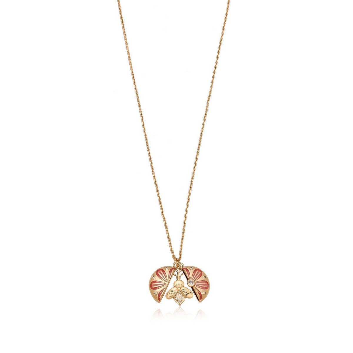 FASHIONABLE HEART OPEN AND CLOSE BEE NECKLACE
