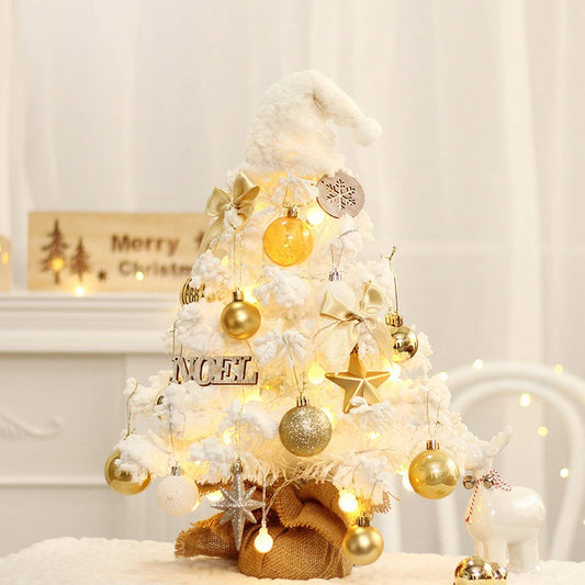White PVC Flocked Mini Christmas Tree Set_CWMM9886