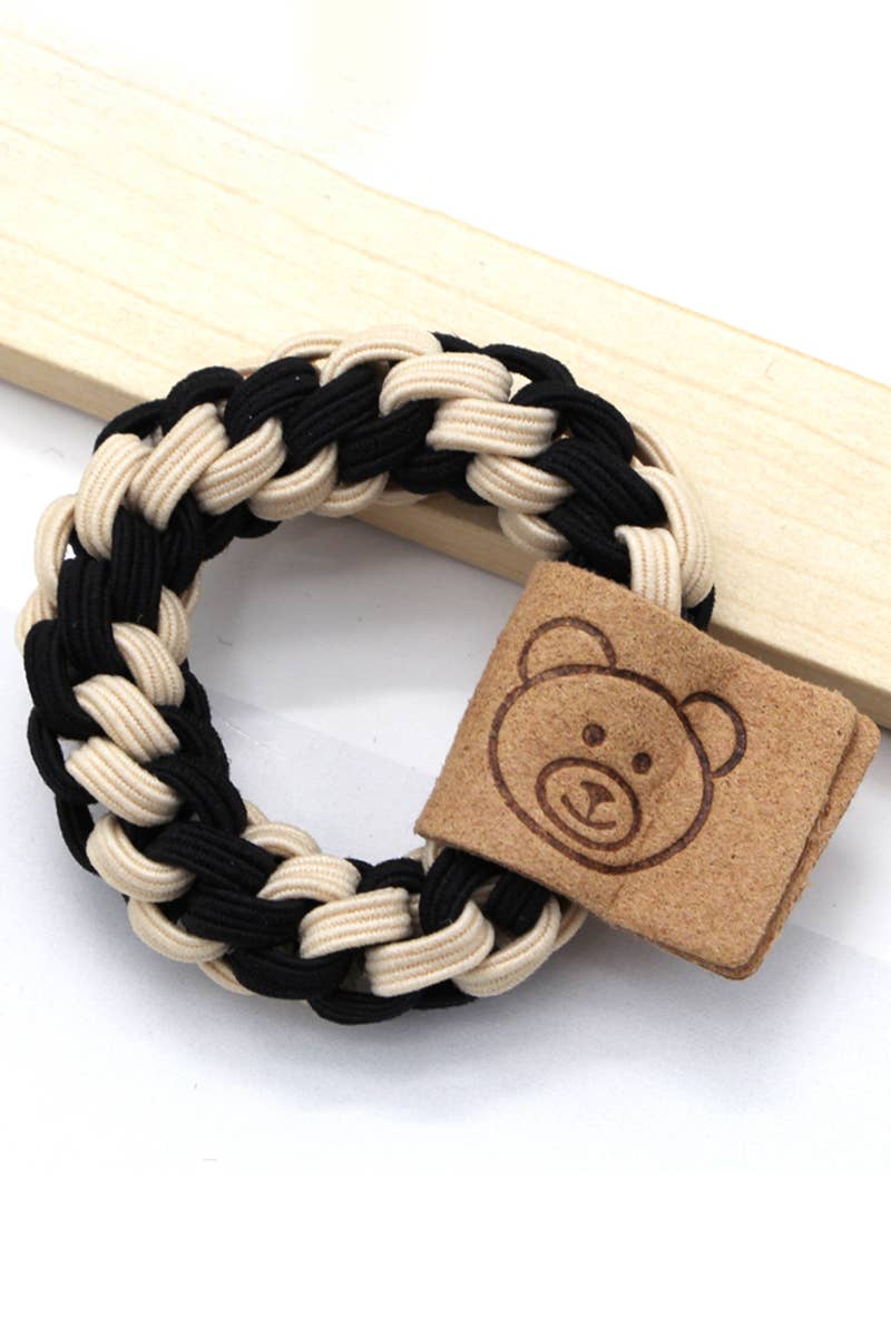 5PCS BEARS DECORATIVE TWO TONE CASUAL HAIR TIE_CWAHA0187